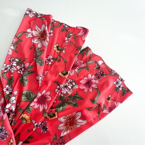 Guess Sleeveless Spaghetti Strap Coral Red Floral Jumpsuit Beach Women's 8 - Picture 6 of 12